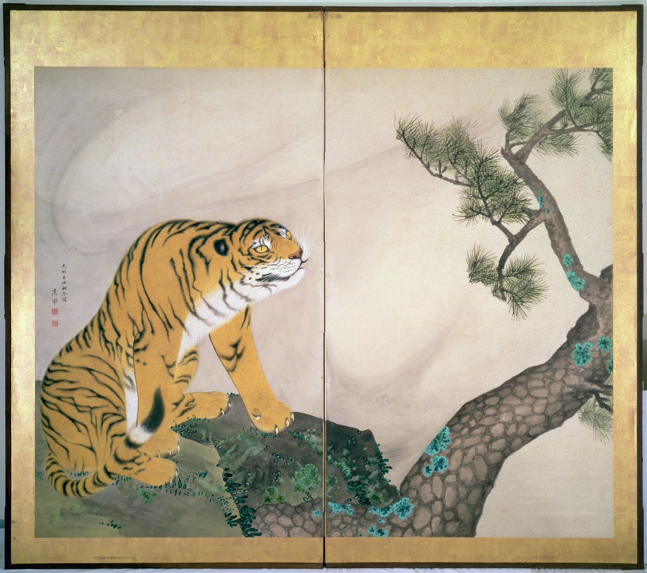 Tigerskærm, japansk, 1781 af Maruyama Okyo