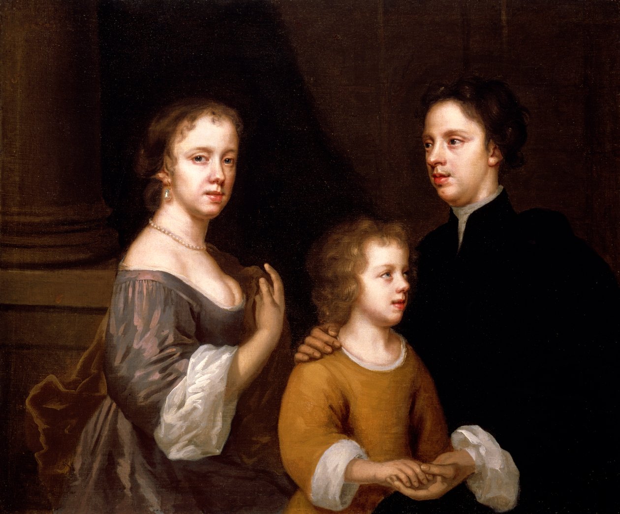 Selvportræt med mand, Charles og søn, Bartholomew, ca. 1659-60 af Mary Beale