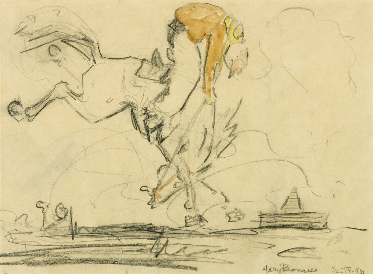 Bronco, 1931 (blyant og wc på vævet papir) af Mary Bonner