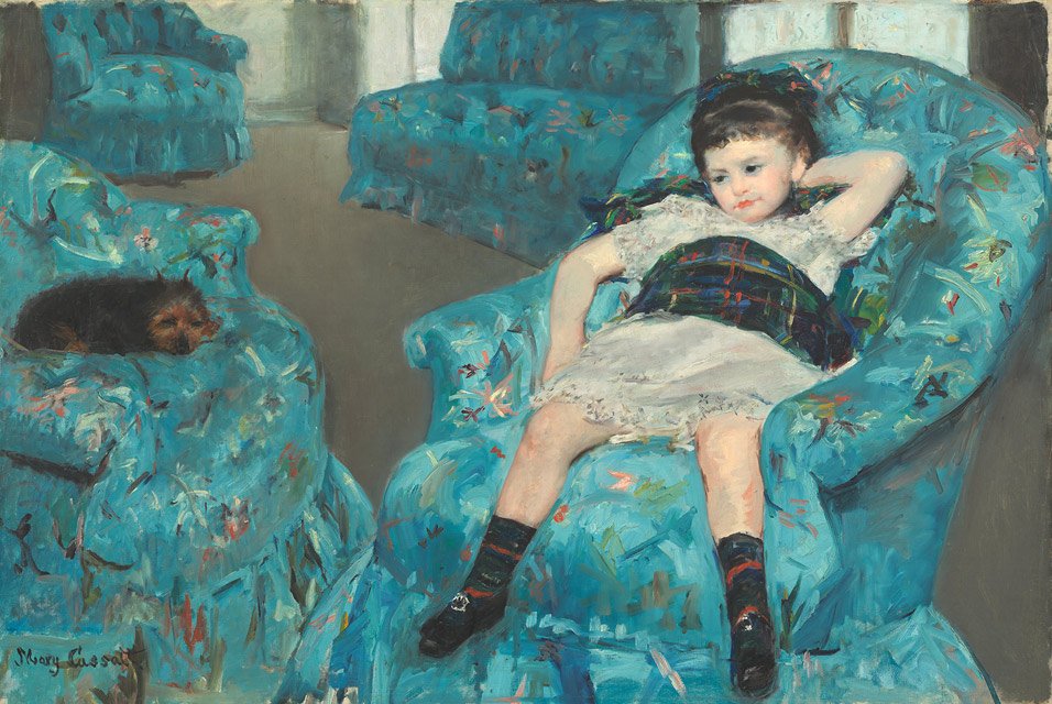  Lille pige i en blå lænestol af Mary Cassatt