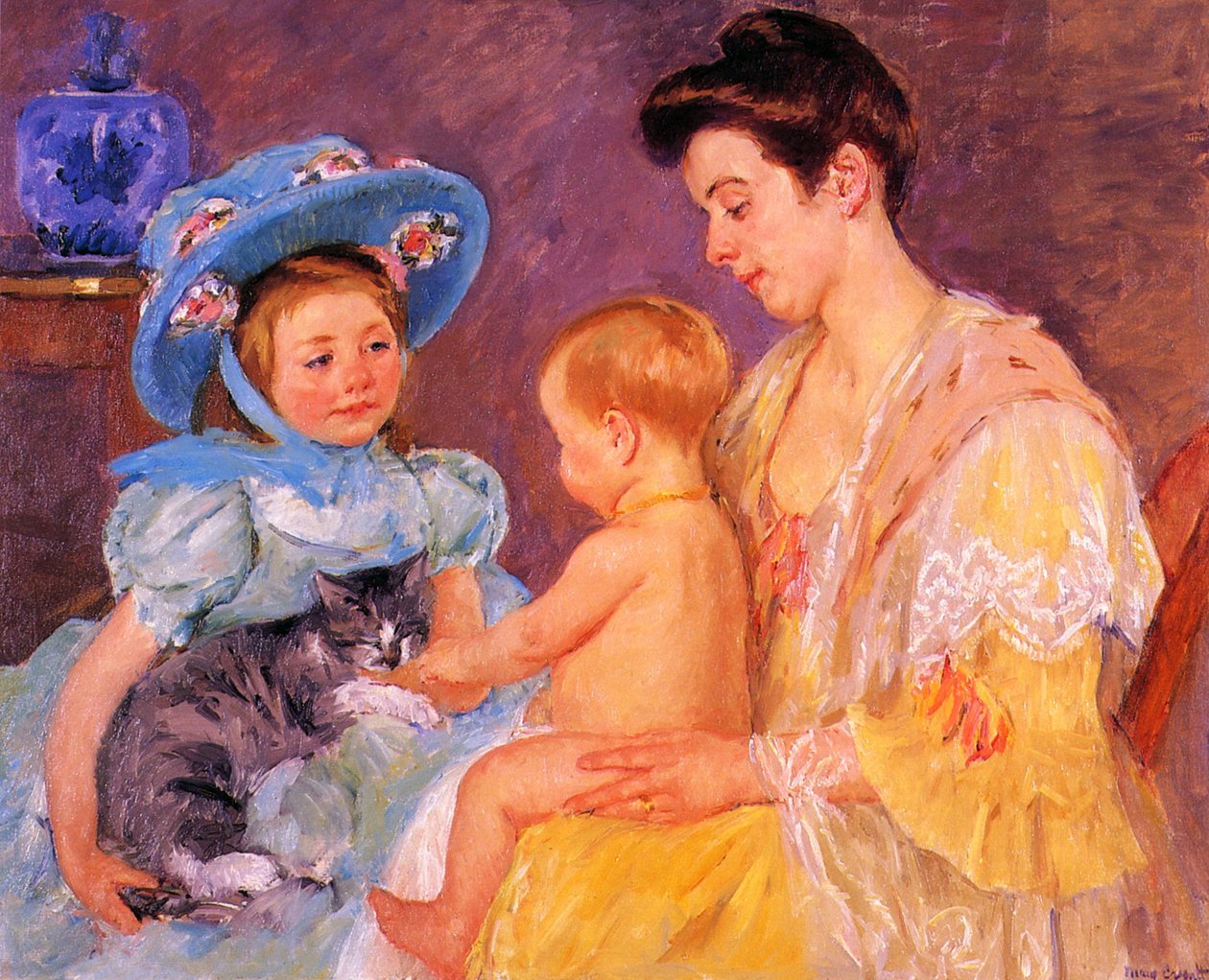 Børn, der leger med en kat af Mary Cassatt