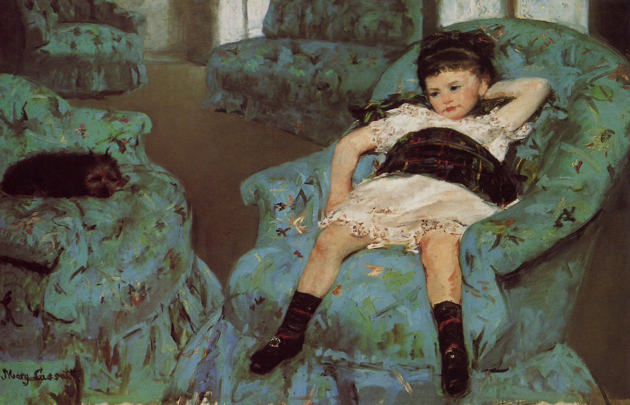 Lille pige i en blå lænestol af Mary Cassatt
