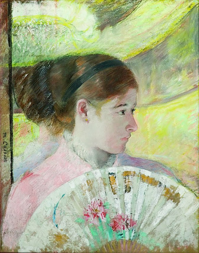 Ung dame i en loge, der stirrede til højre af Mary Cassatt