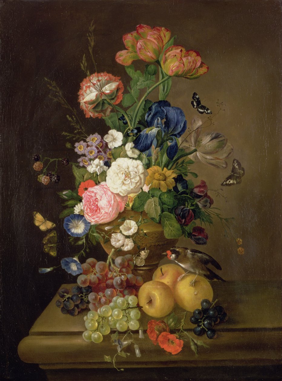 Vase med blomster af Mary Moser