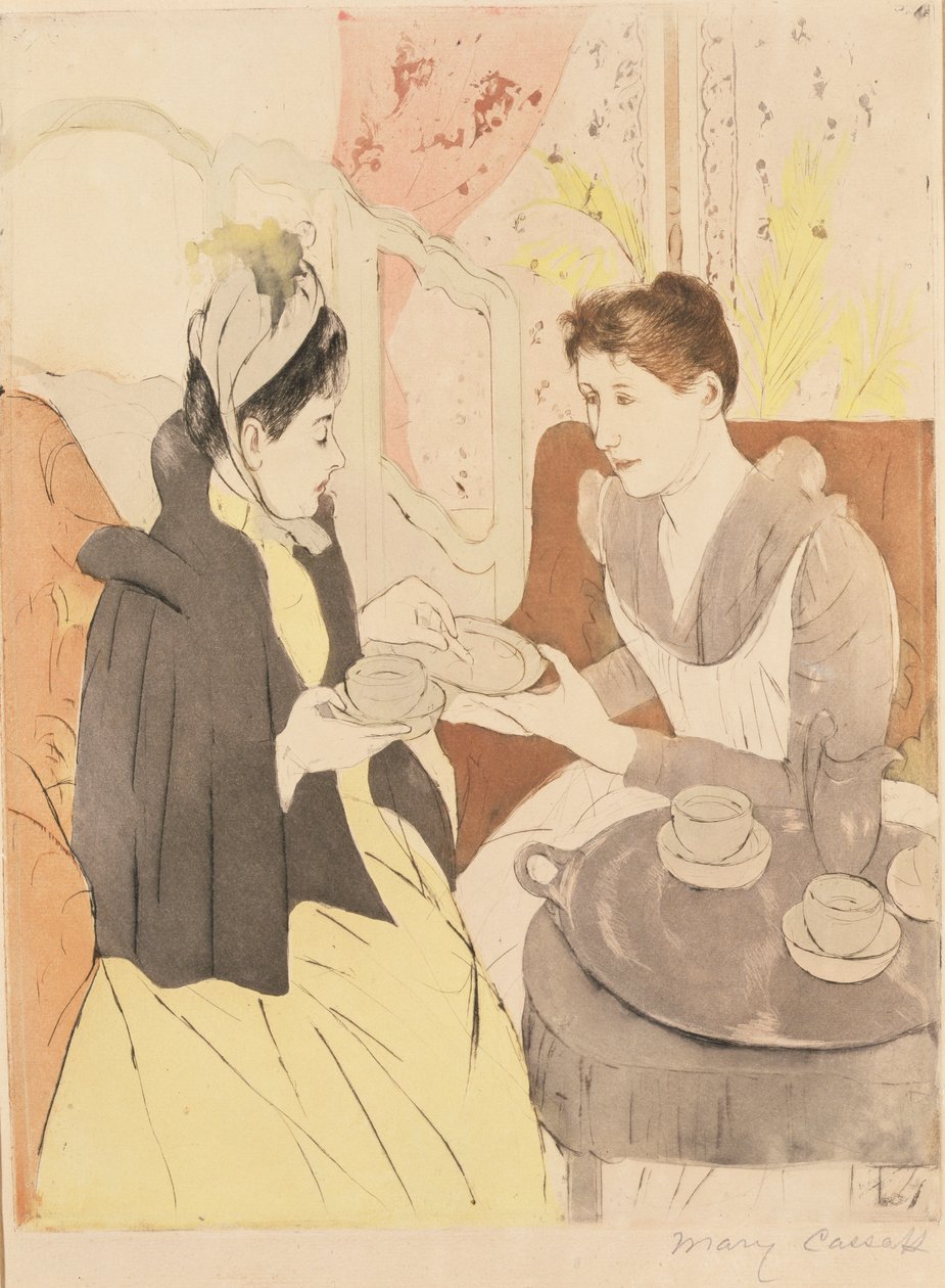 Afternoon Tea Party, 1891 (tørnål og akvatinte på vævet papir) af Mary Cassatt
