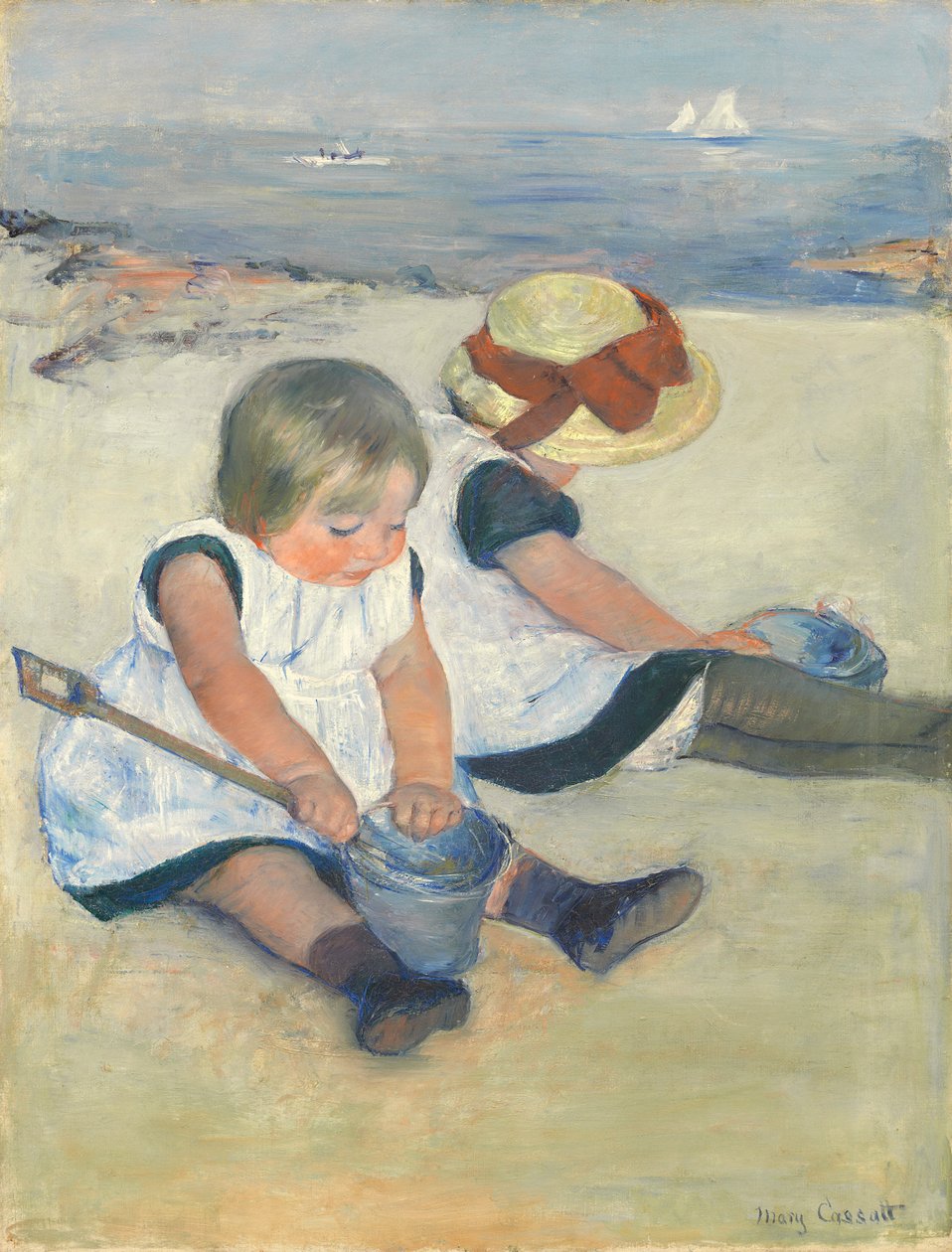 Børn leger på stranden, 1884 af Mary Cassatt
