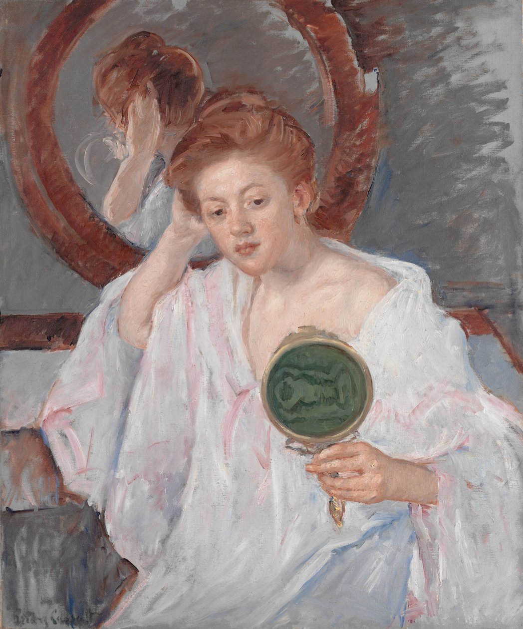 Denise ved hendes toiletbord, ca. 1908-9 af Mary Cassatt