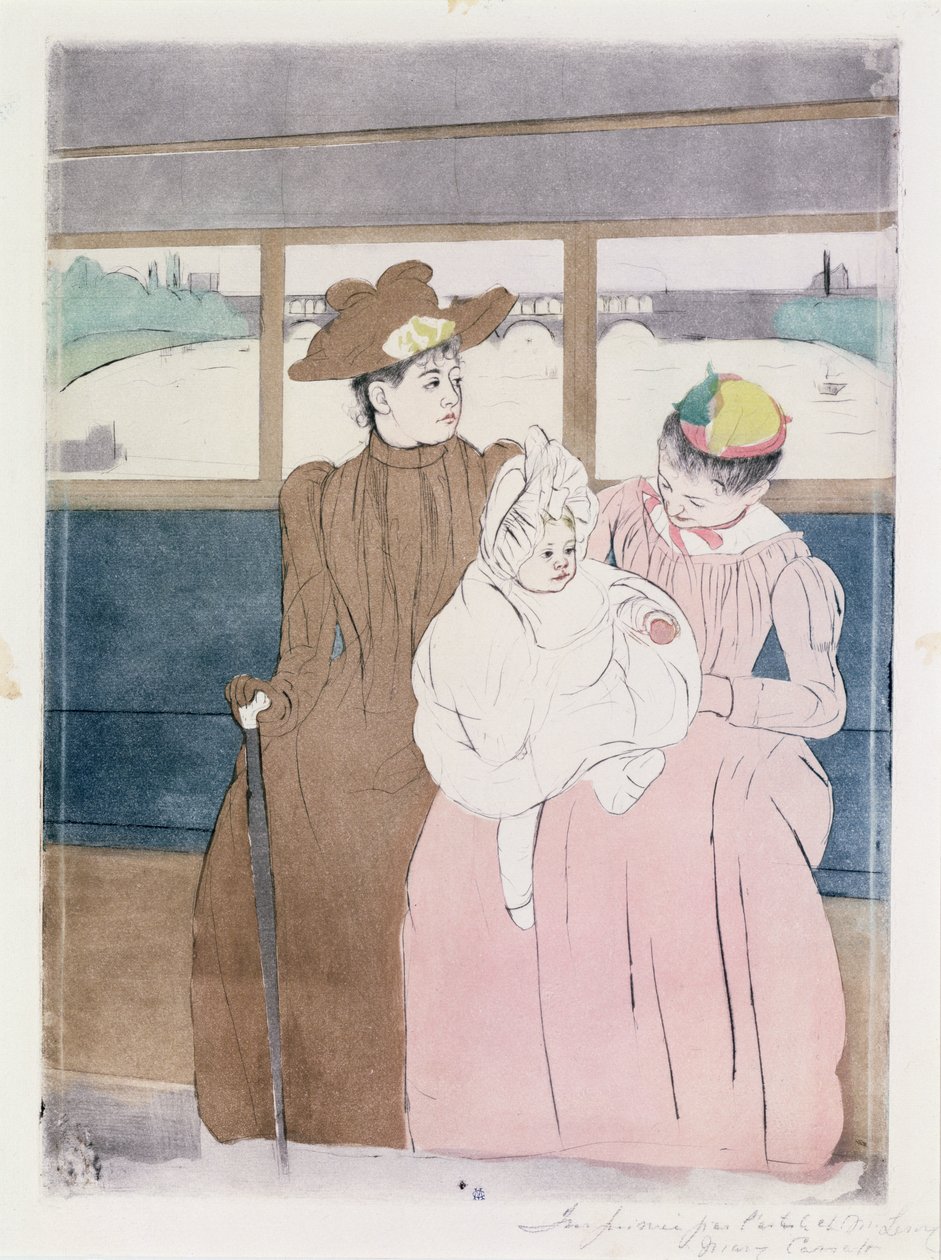 In the Omnibus (The Tramway) 1891 (tørpunkt og ætsning med blød jord) af Mary Cassatt