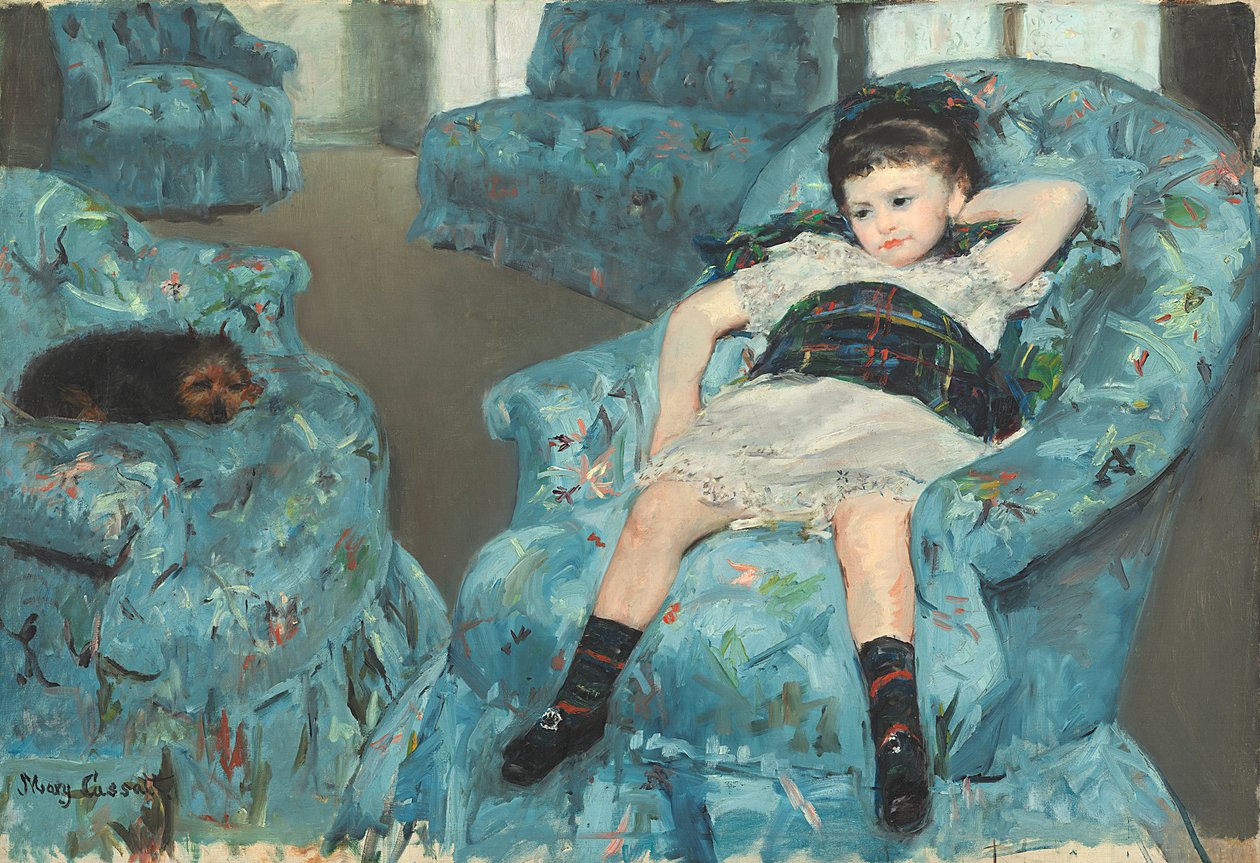 Lille pige i en blå lænestol, 1878 af Mary Cassatt