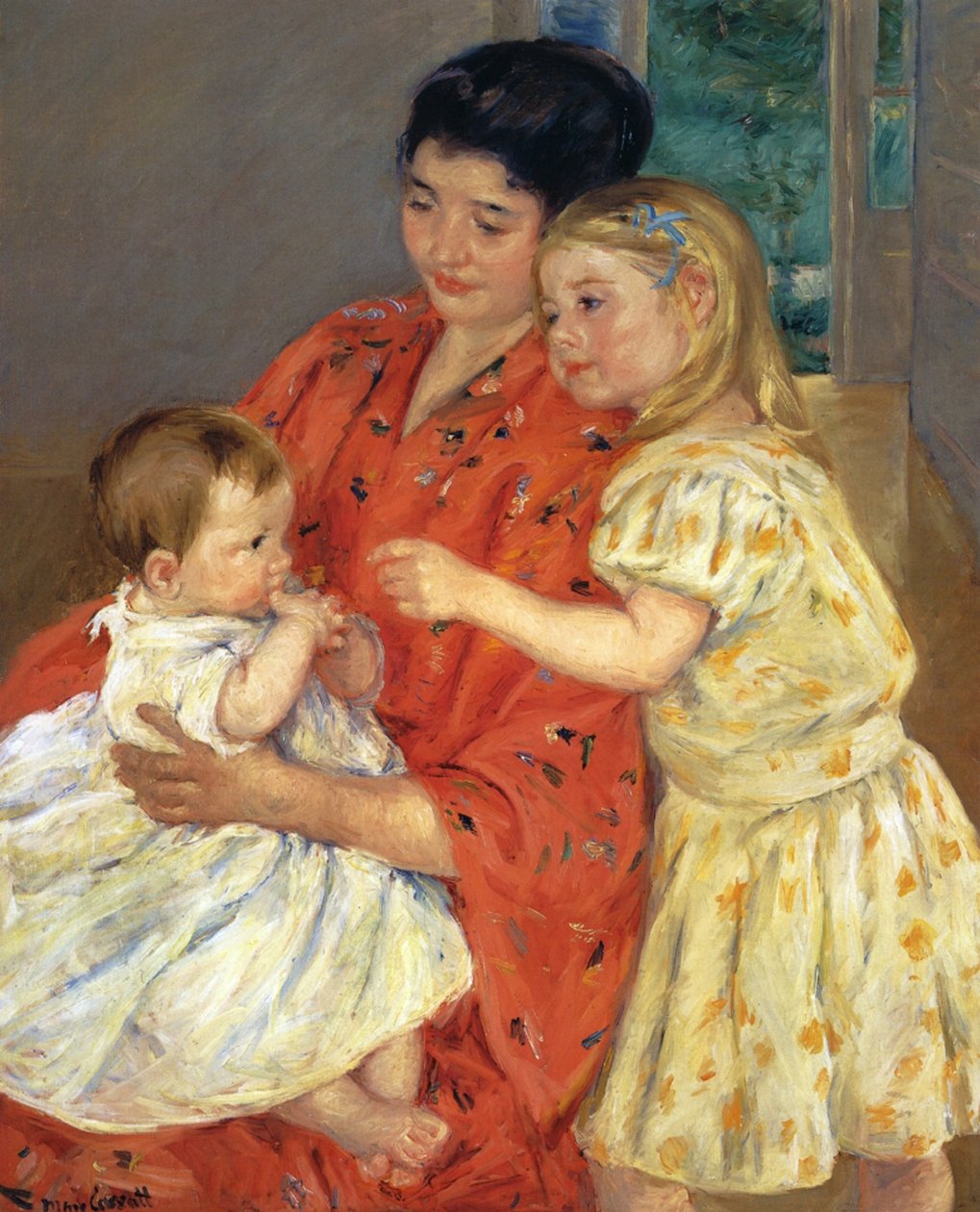 Mor og Sarah med barnet, 1901 af Mary Cassatt