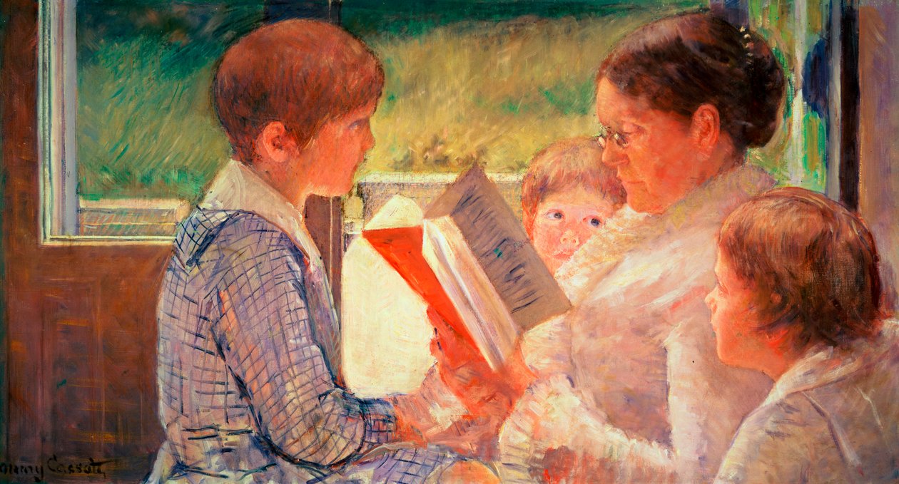Fru Cassatt læser for sine børnebørn, 1888 af Mary Cassatt