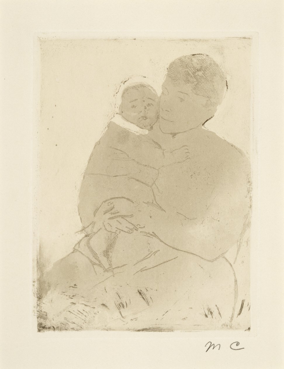 Nurse and Baby Bill (nr. 1), ca. 1889-90 (blødmalet ætsning og akvatint på vævet papir) af Mary Cassatt