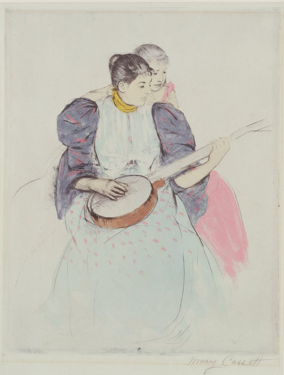 The Banjo Lesson, 1893 (tørnål, blødgrund og akvatint på papir) af Mary Cassatt