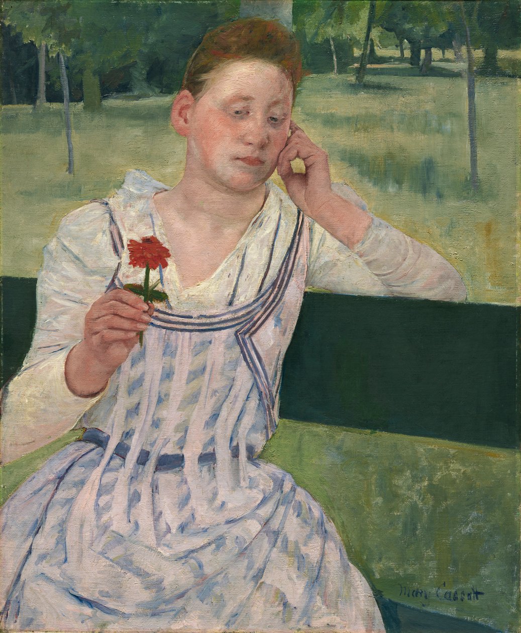 Kvinde med en rød Zinnia, 1891 af Mary Cassatt