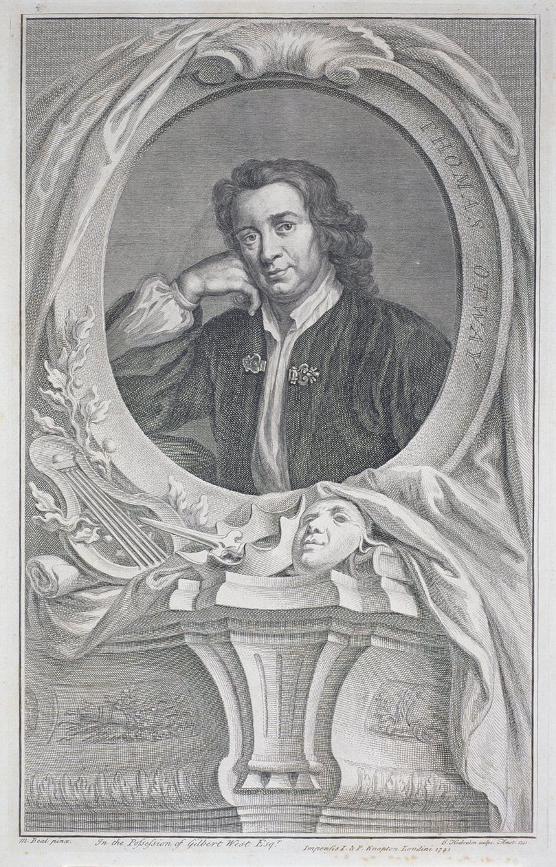 Portræt af Thomas Otway (1652-85) graveret af Jacobus Houbraken (1698-1780) (stik) af Mary (after) Beal