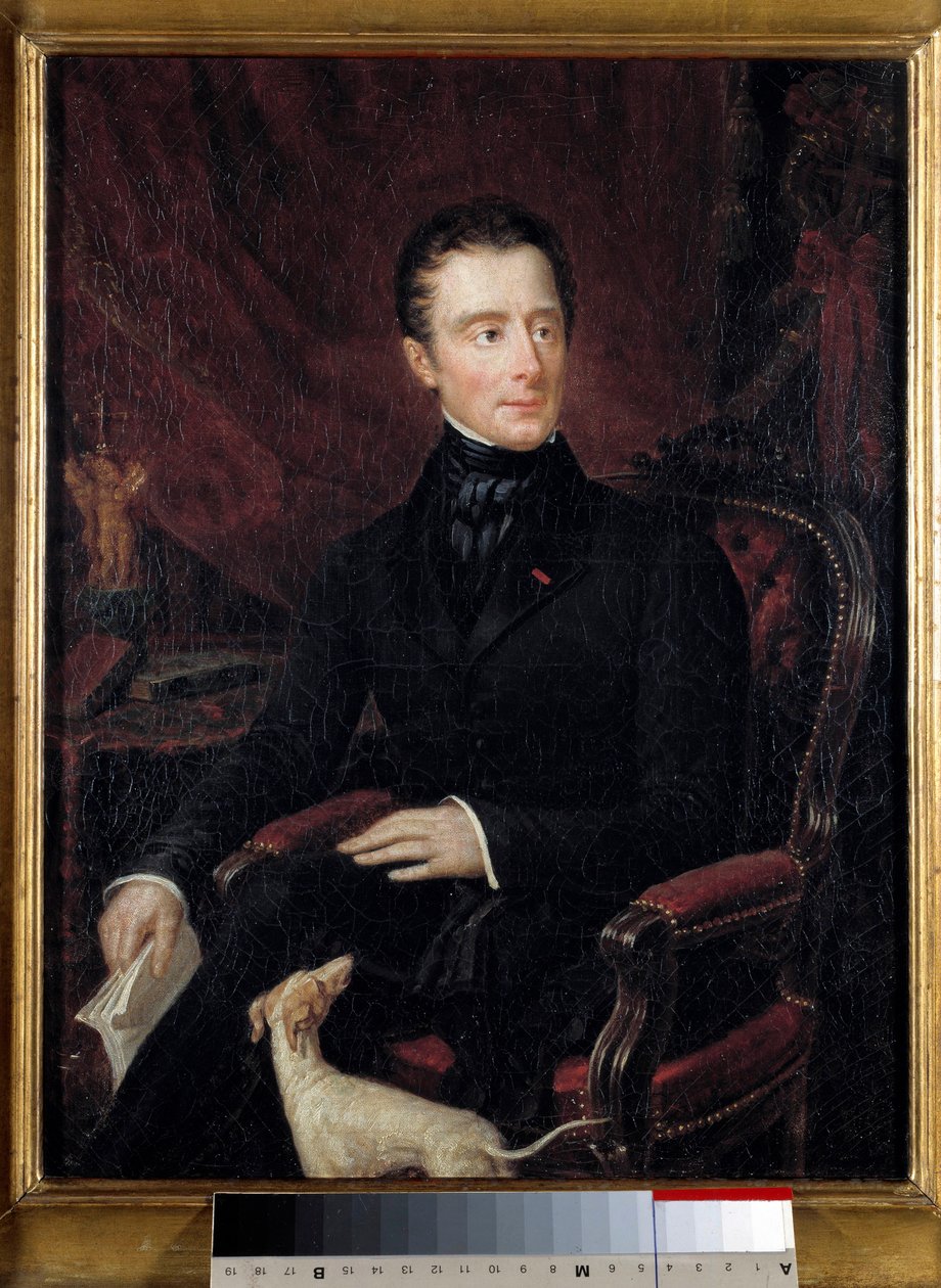 Portræt af den franske digter Alphonse de Lamartine (1790-1869) Maleri af Marianne Lamartine (1800-tallet). Paris. Museum for Romantisk Liv af Mary Ann Elisa Lamartine