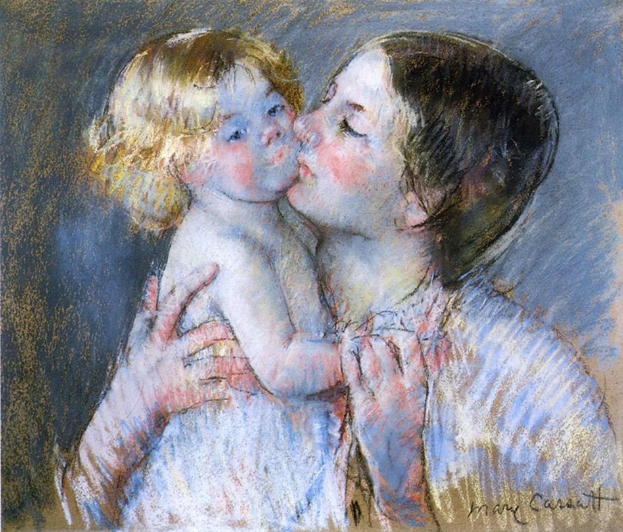A Kiss for Baby Anne, 1897 (pastel på papir) af Mary Cassatt