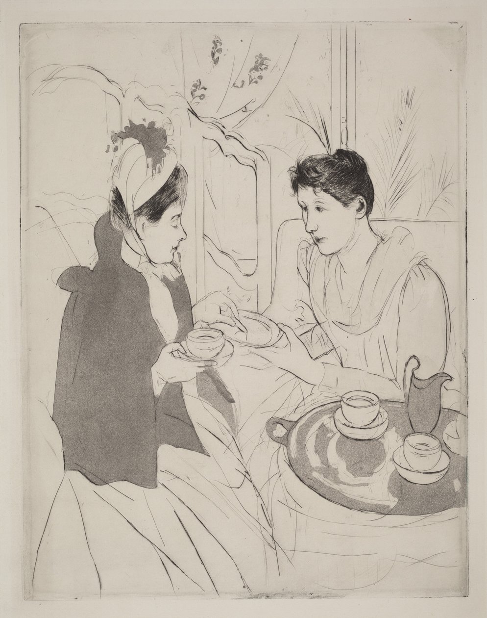 Eftermiddagste-selskab af Mary Cassatt