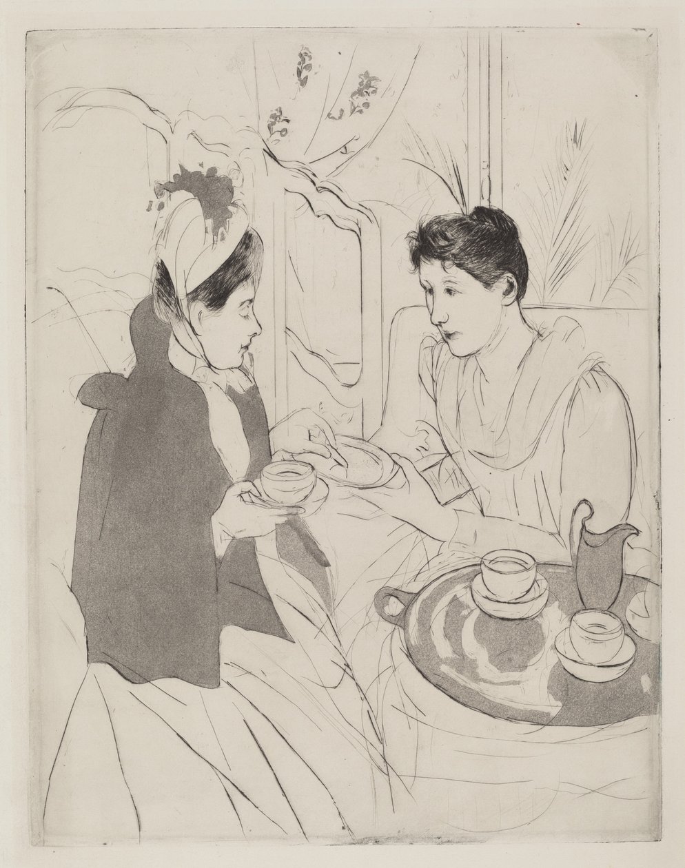 Afternoon Tea Party, 1890-1891. af Mary Cassatt