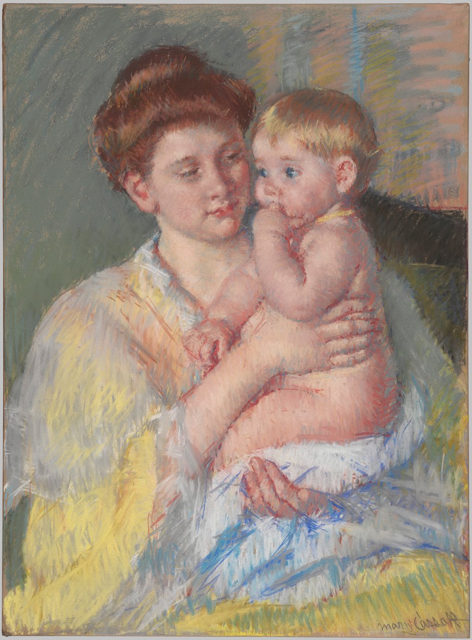Baby John med pegefinger i munden af Mary Cassatt