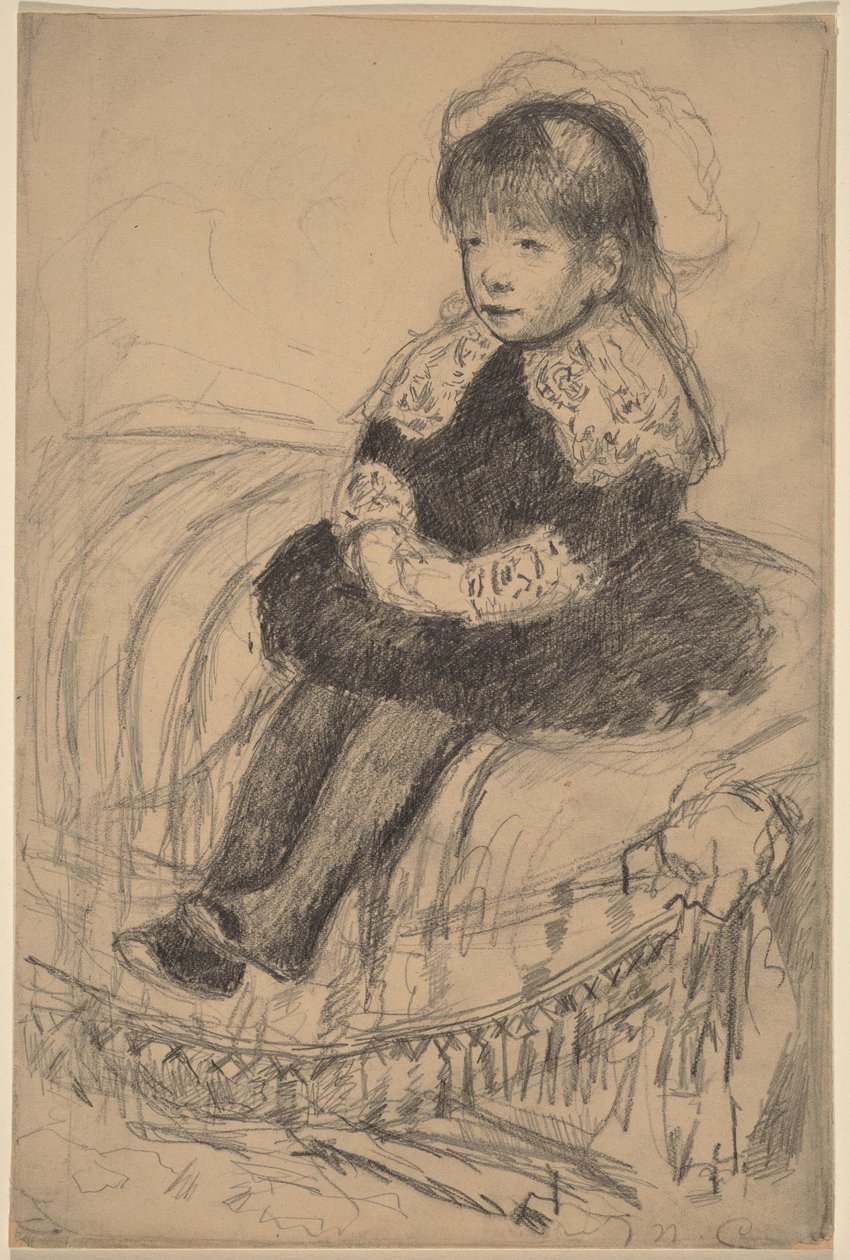 Barn siddende på en sofa af Mary Cassatt