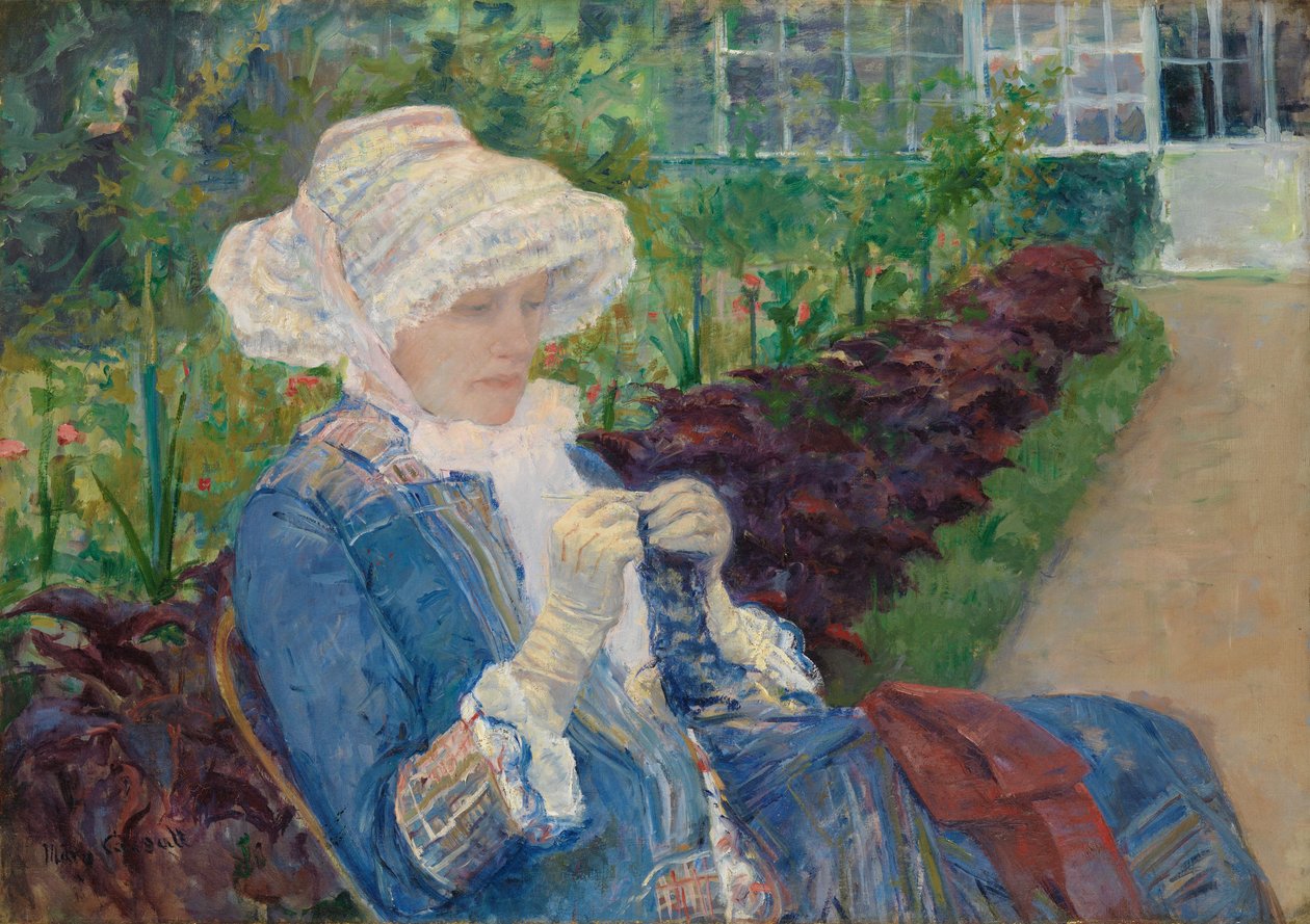 Lydia hækler i haven ved Marly, 1880 af Mary Cassatt