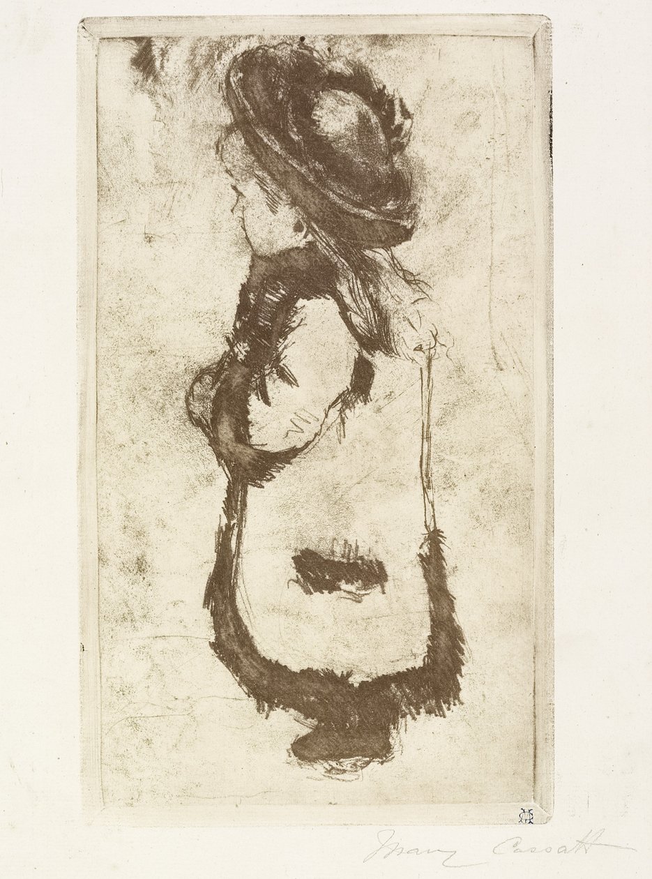 Mademoiselle Luguet i frakke og hat, ca. 1883 af Mary Cassatt