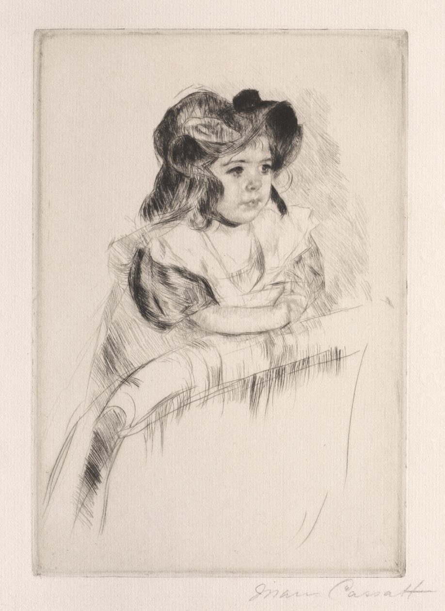 Margot, hvilende arme på bagsiden af lænestolen, ca. 1903. af Mary Cassatt