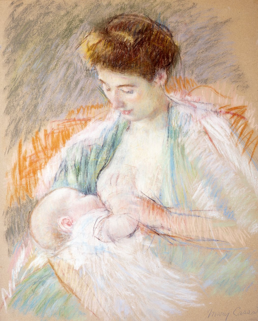 Mother Rose, der ammer sit barn, ca. 1900 (pastel på papir) af Mary Cassatt