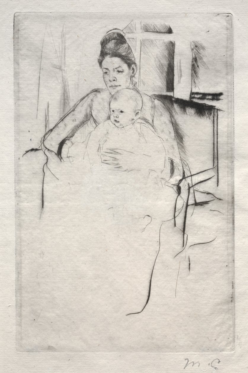Fru Gardner Cassatt og hendes baby sidder nær et vindue, ca. 1887. af Mary Cassatt