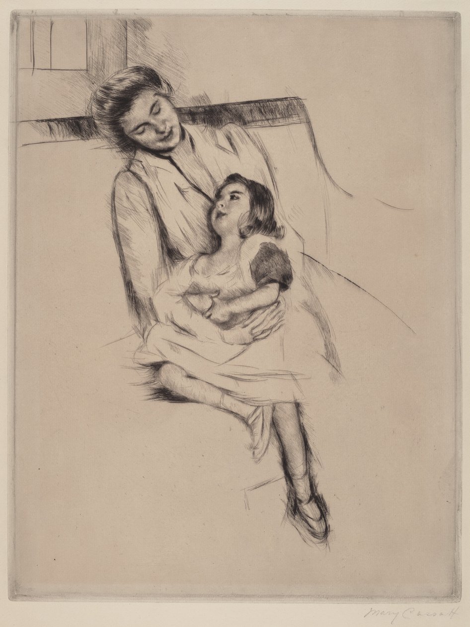 Reine og Margot sidder på en sofa (nr. 2) af Mary Cassatt