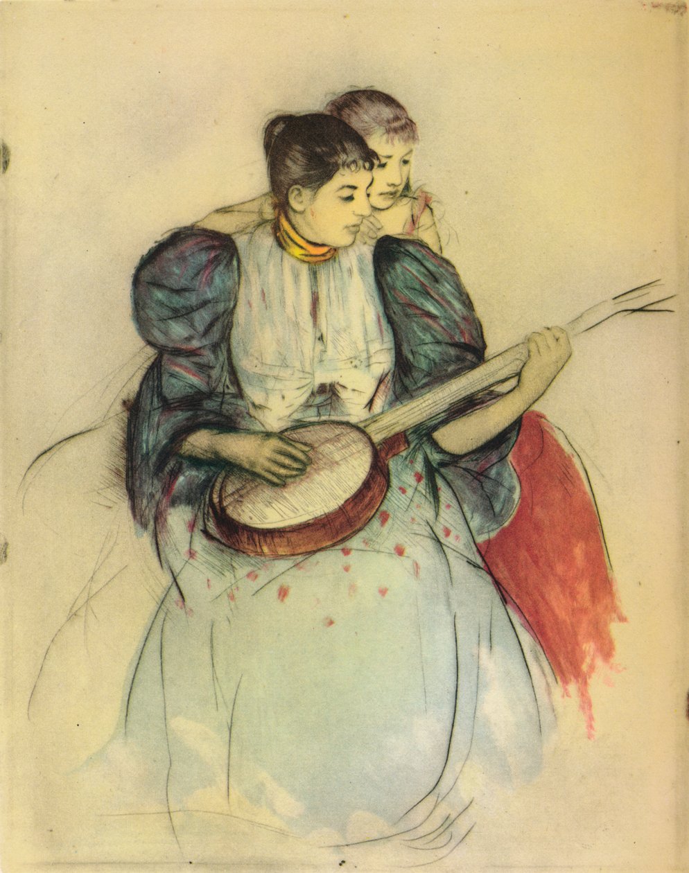 Banjo lektionen, 1893, 1946. af Mary Cassatt