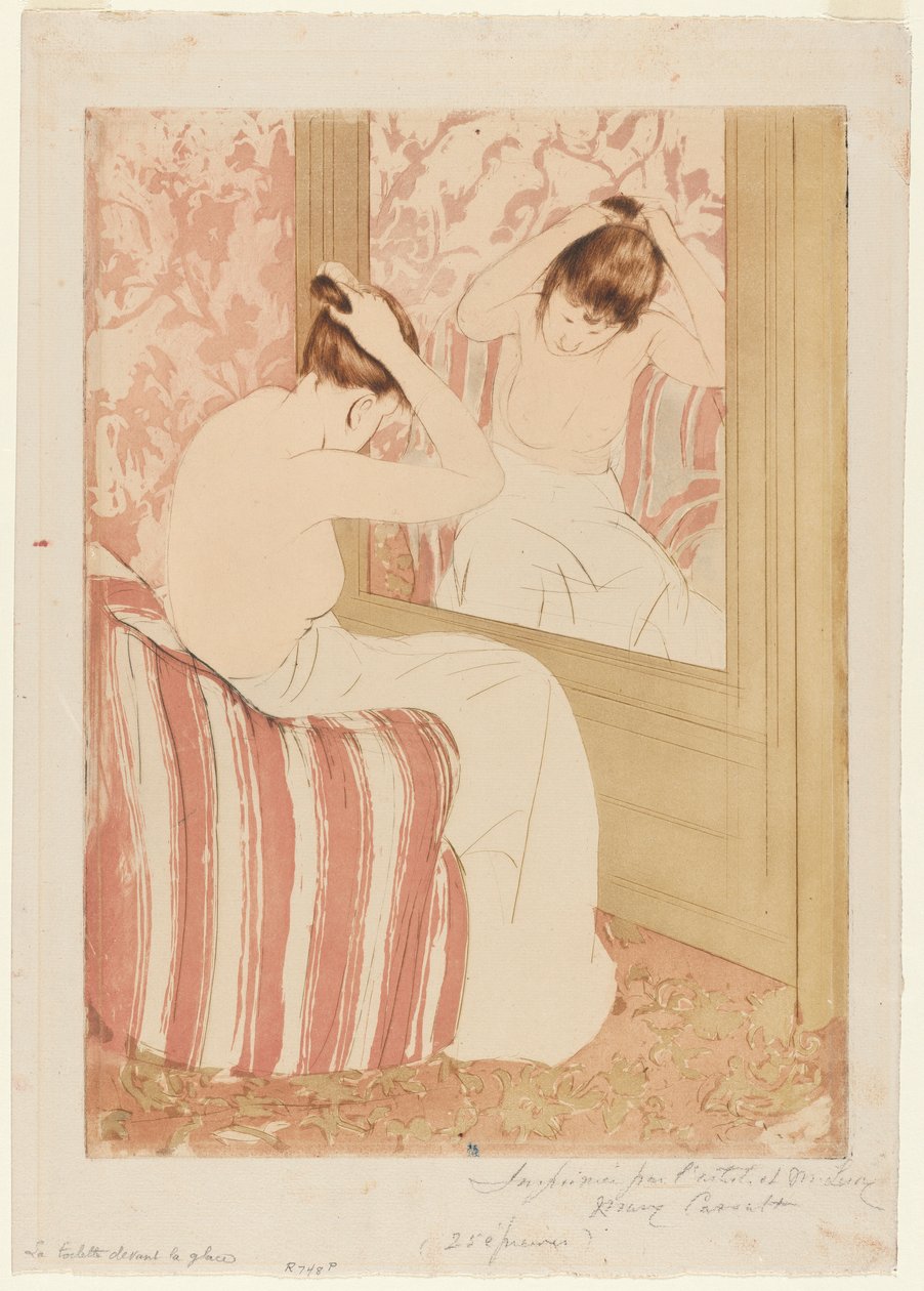 The Coiffure, 1890-1891. af Mary Cassatt