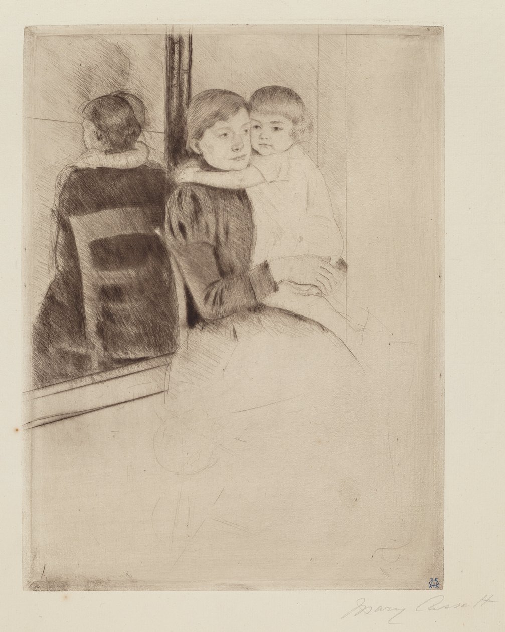 Spejlet, ca. 1891. af Mary Cassatt