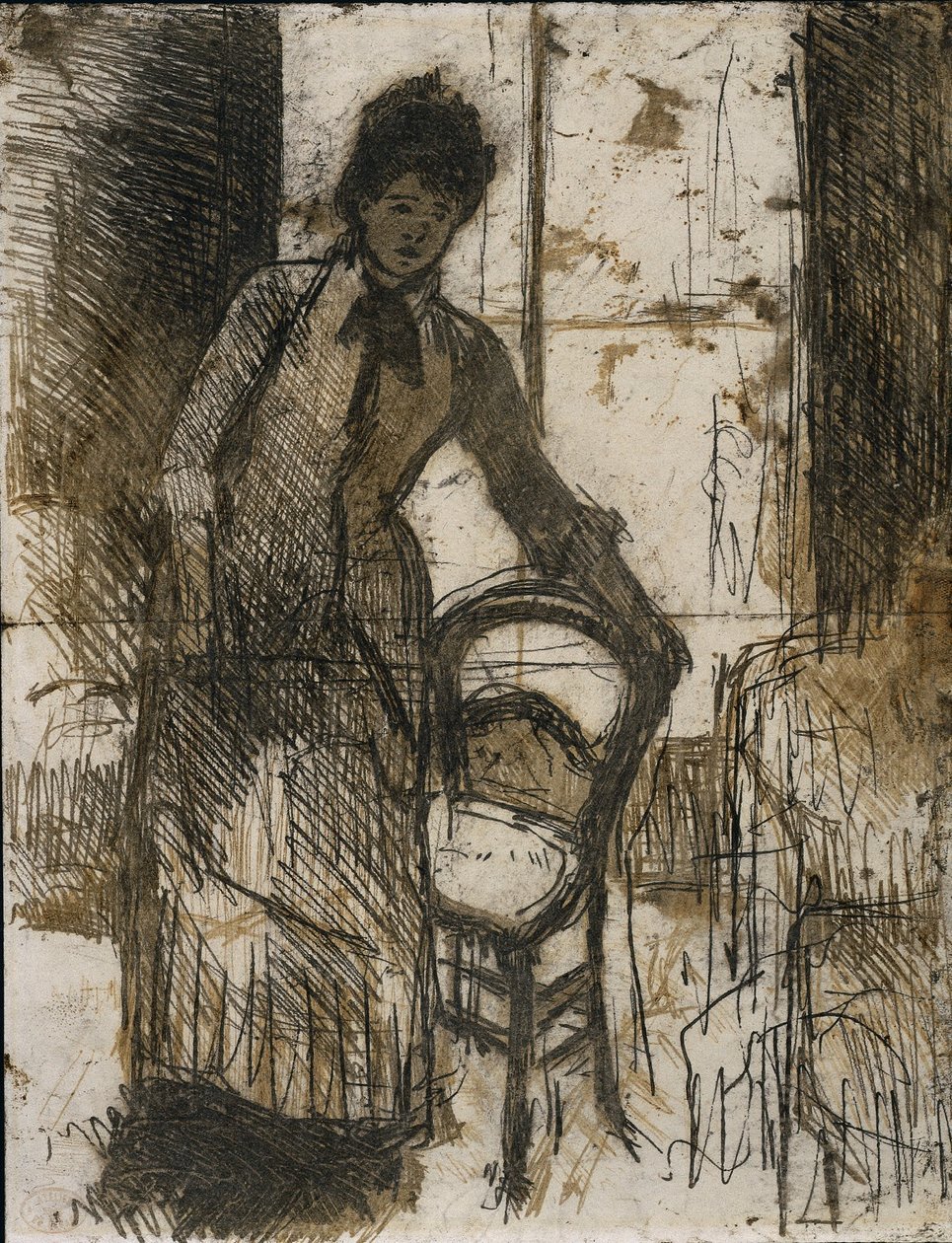 Den besøgende verso, ca. 1881. af Mary Cassatt