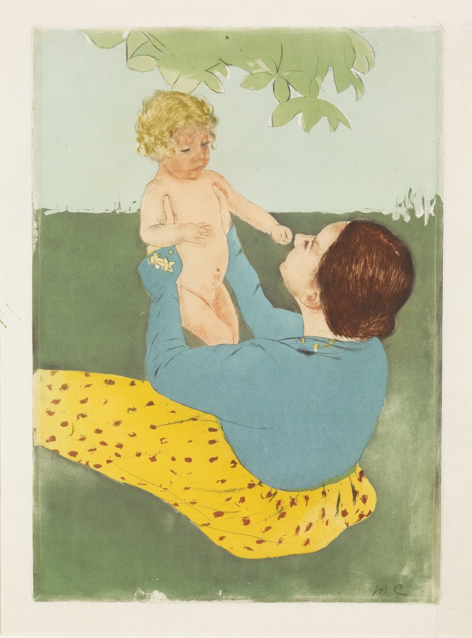Under hestekastanjetræet, 1896-97 (tørnål og akvatint i farver) af Mary Cassatt