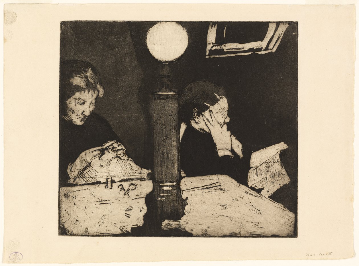 Under Lampen, c.1882 af Mary Cassatt