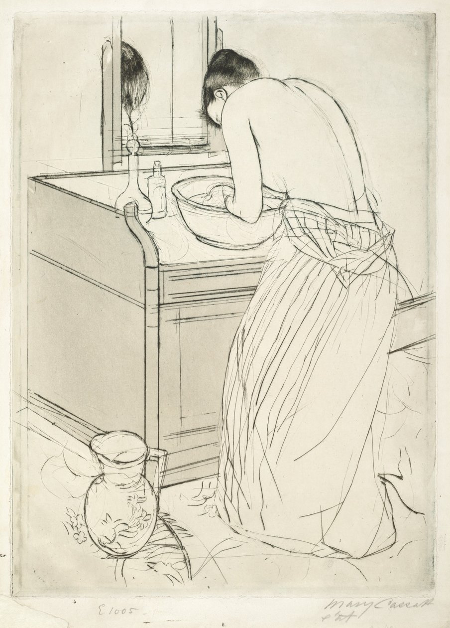 Kvinde bader af Mary Cassatt