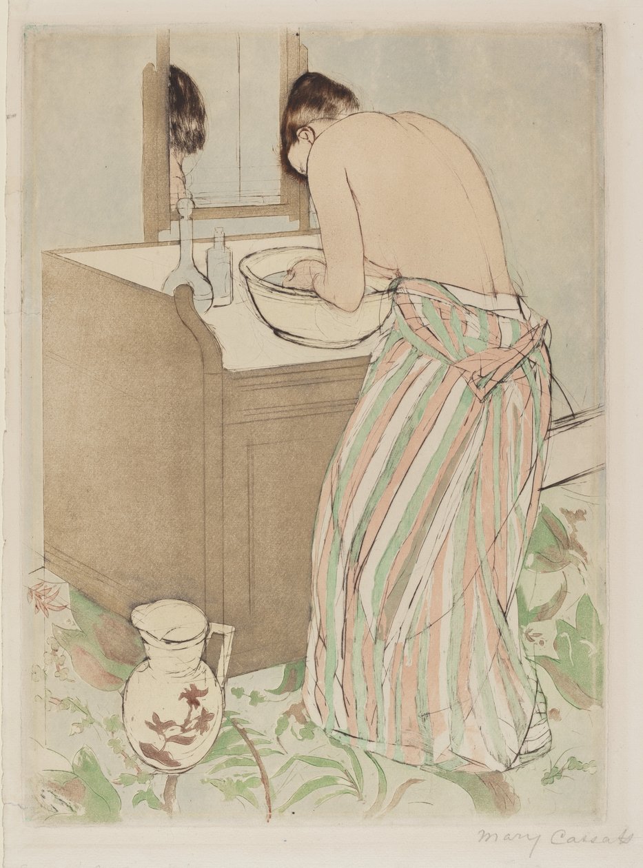 Kvinde bader af Mary Cassatt