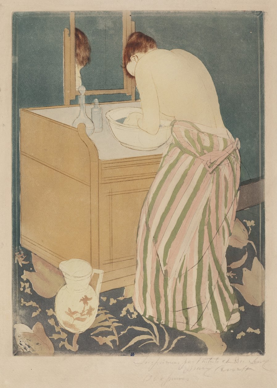 Kvinde bader af Mary Cassatt