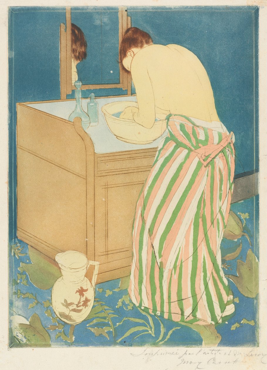 Kvinde bader af Mary Cassatt