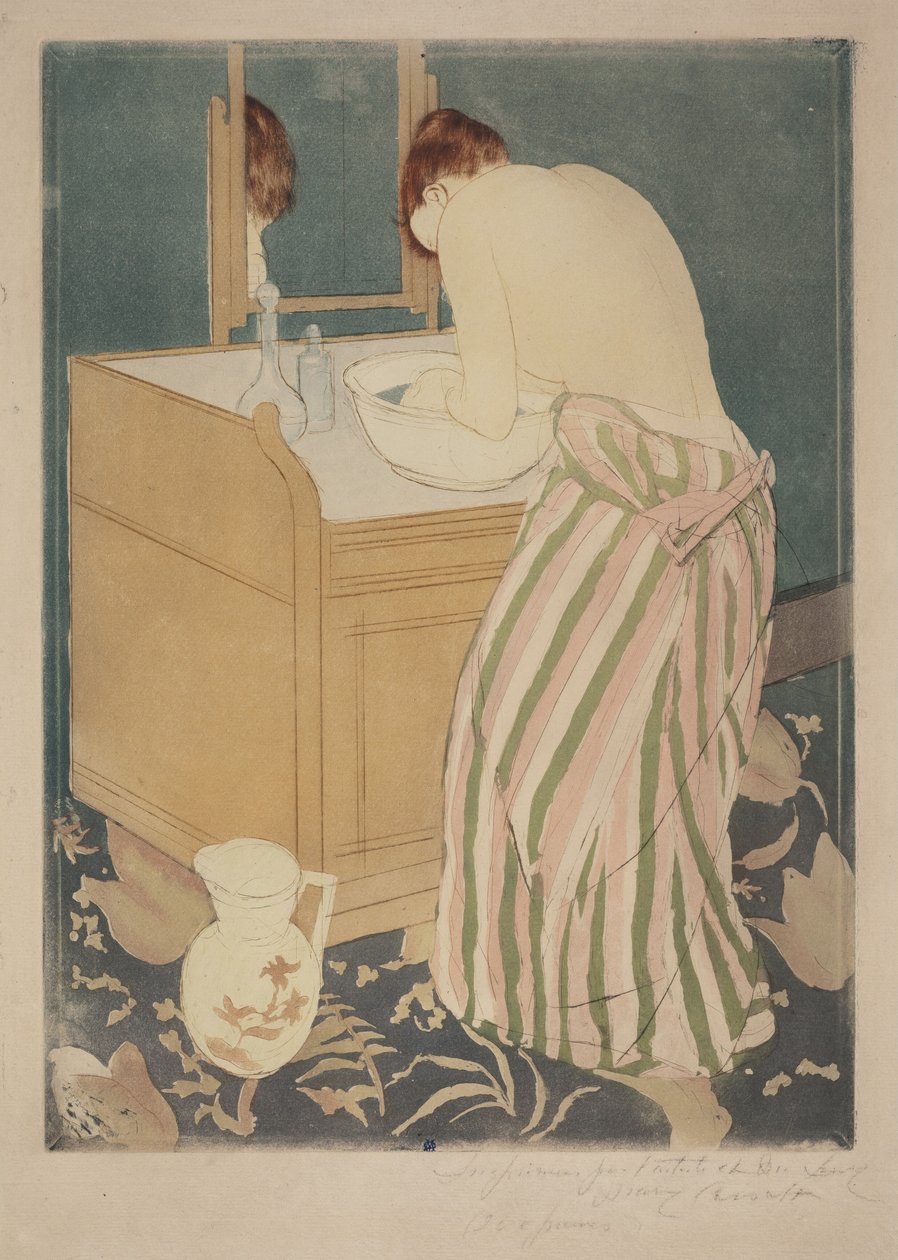 Kvinde, der bader af Mary Cassatt