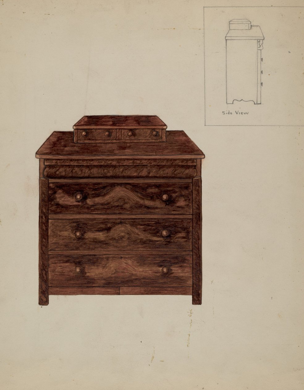 Gammel kommode, ca. 1936. af Mary E Humes
