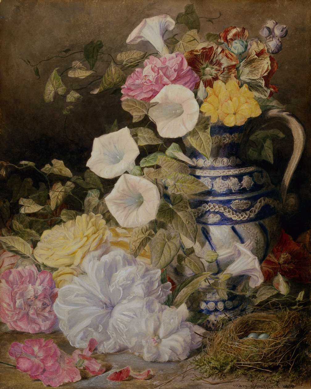 Et stilleben med en vase med blomster af Mary Elizabeth Duffield