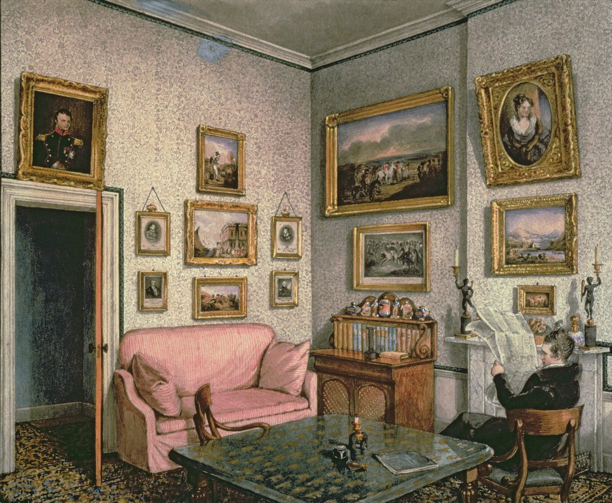 Oberst Norcliffes studie i Langton Hall, ca. 1837 af Mary Ellen Best