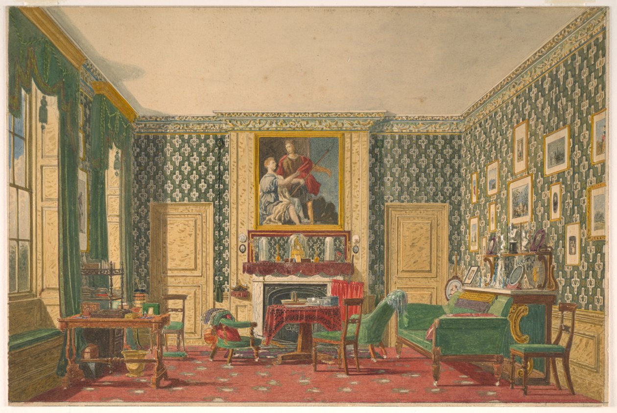 Tegning, et interiør, 1837-40 af Mary Ellen Best