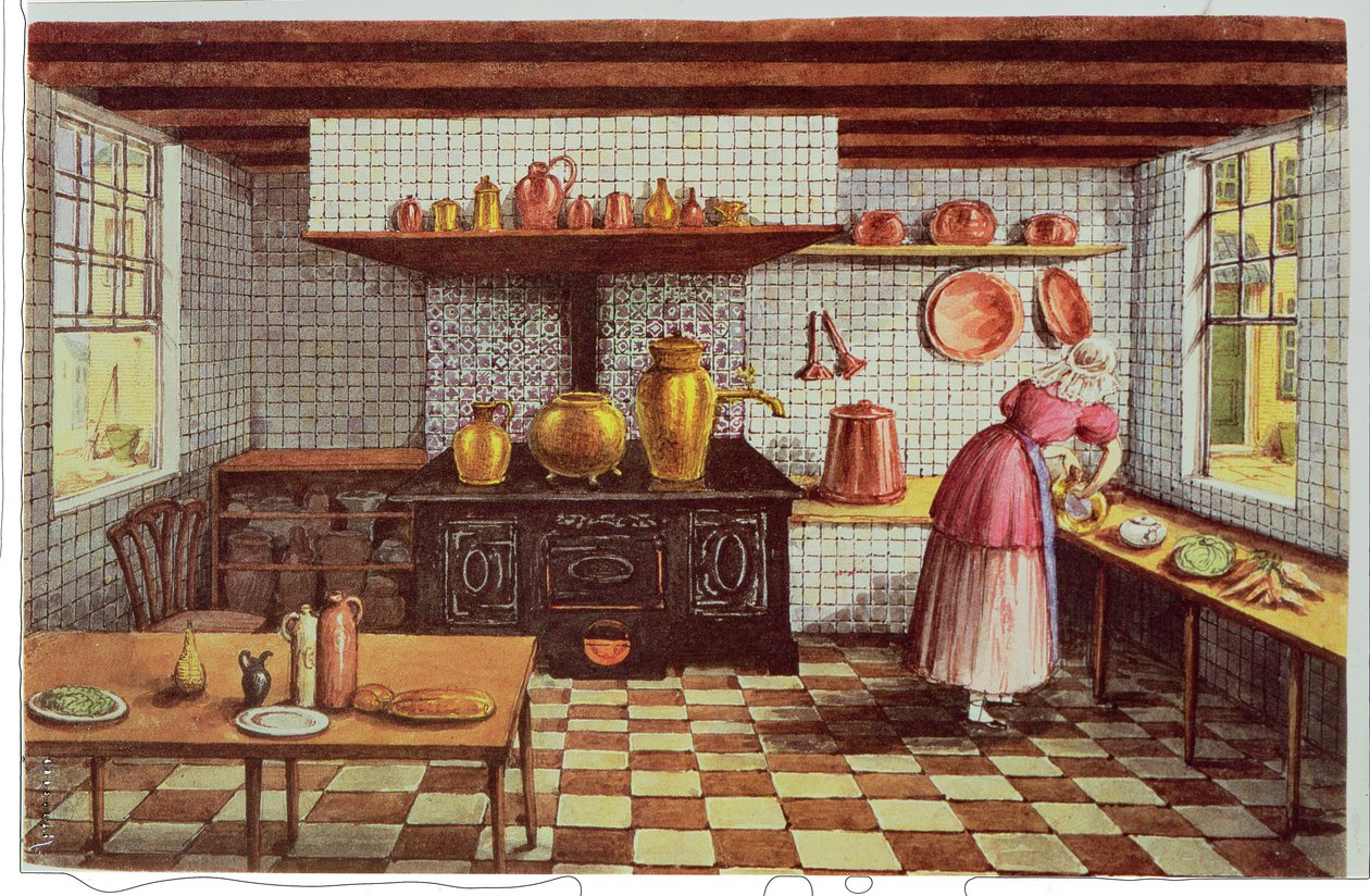 Køkken på Hotel St.Lucas, i Hoogstraat, Rotterdam, 1834 af Mary Ellen Best