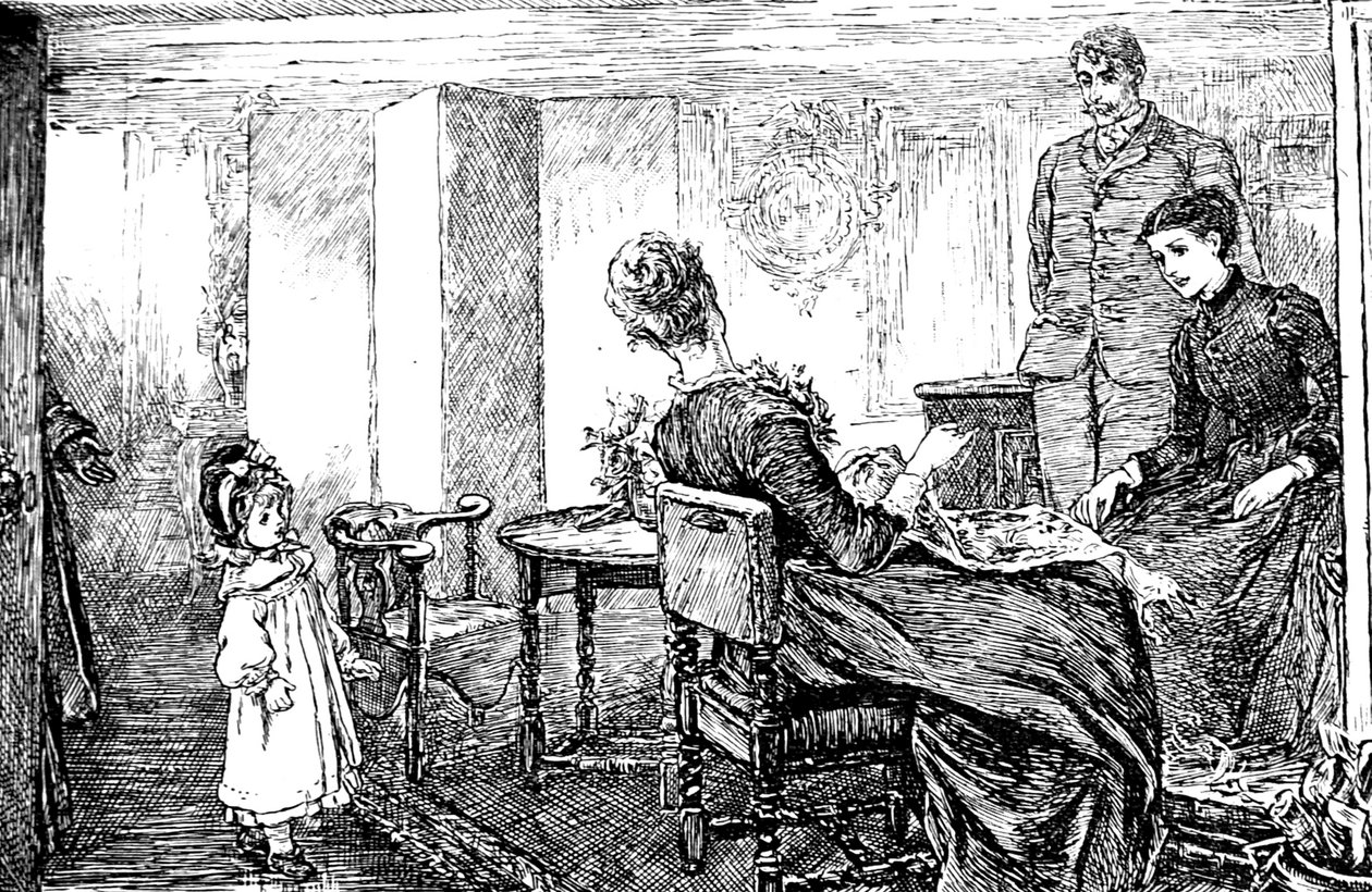 En lille pige med sin tante og onkel, der passer hende om eftermiddagen af Mary Ellen Edwards
