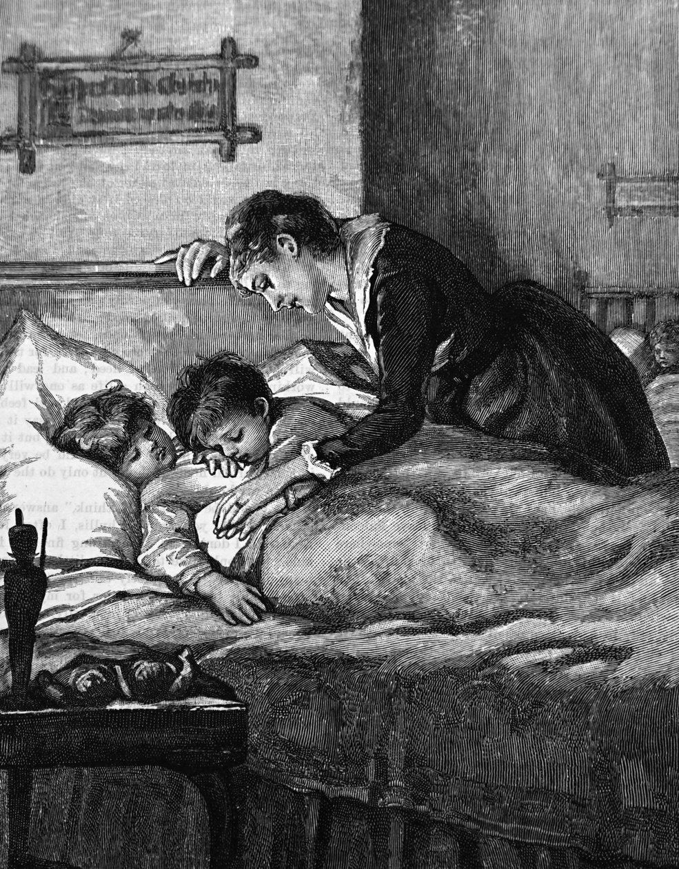 En mor tjekker sine sovende børn af Mary Ellen Edwards