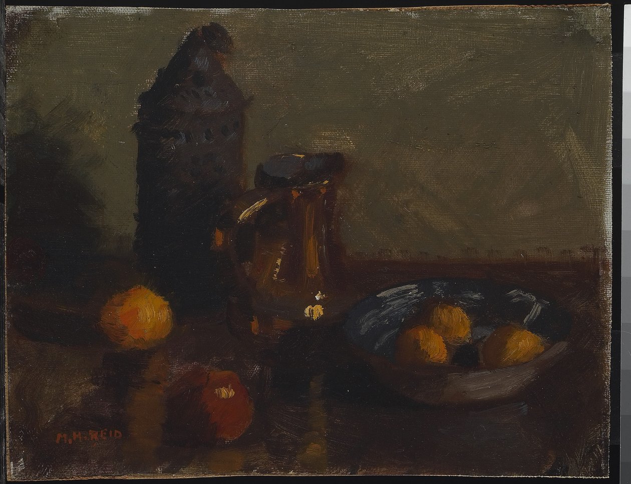 Stilleben med frugt, ca. 1900 (olie på lærred monteret på hardboard) af Mary Hiester Reid